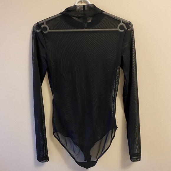 black turtleneck mesh bodysuit - Picture 2 of 3